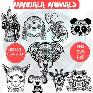 Animal Mandala PNG, SVG, DXF, Mandala Clipart, Animal Zentangle Svg, Animal Mandala bundle Printable Art, Pet Mandala, Silhouette, Cricut