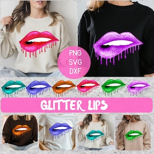 Glitter Lips SVG Bundle, Dripping Glitter Lips Png, DXF, Perfect for T-Shirts, Mugs, Stickers, Cricut, Silhouette DIY Projects