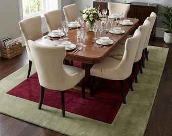 9X12 Burgundy Green Area Rug, Modern Abstract Rug, Wine Red Rug, Olive Green Rug, Mid Century Modern Rug, Handmade Rug, Office Rug, Gift Rug