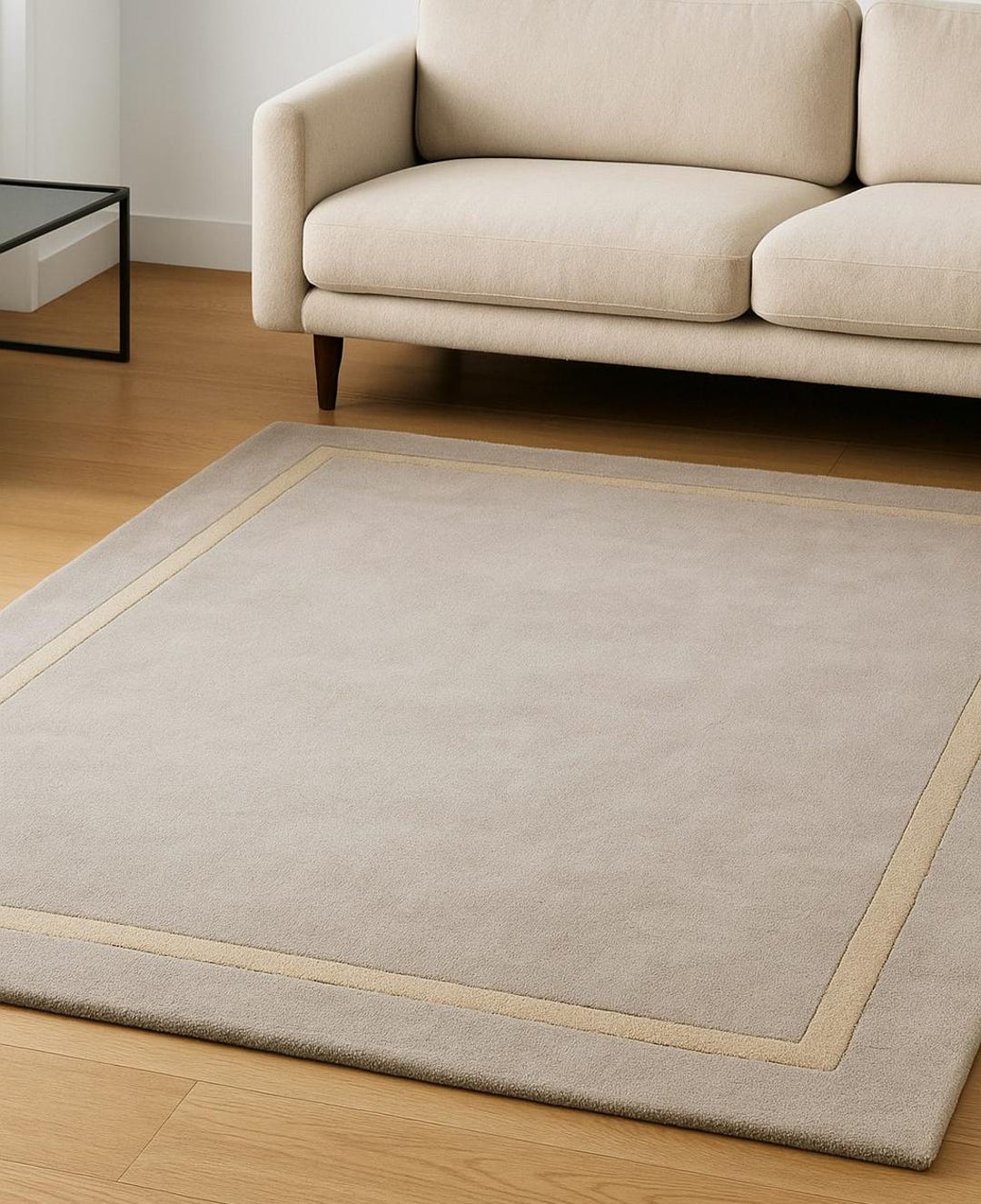 White Boarder Rug Buy 10x14 Modern Plain White Border Rug –hand-tufted Wool Carpet ...