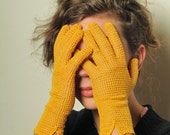 Crocheted Gloves. aristocratic yellow sand