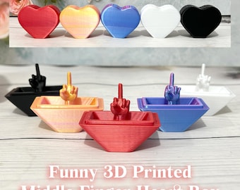 Grappig 3D-geprint middelvinger-ei in hartgeschenkdoos
