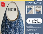 Reversible Hobo Shoulder Bag, Crescent Hobo Bag Sewing Pattern PDF, Tutorial, Beginner Friendly DIY Purse Pattern, Instant Download