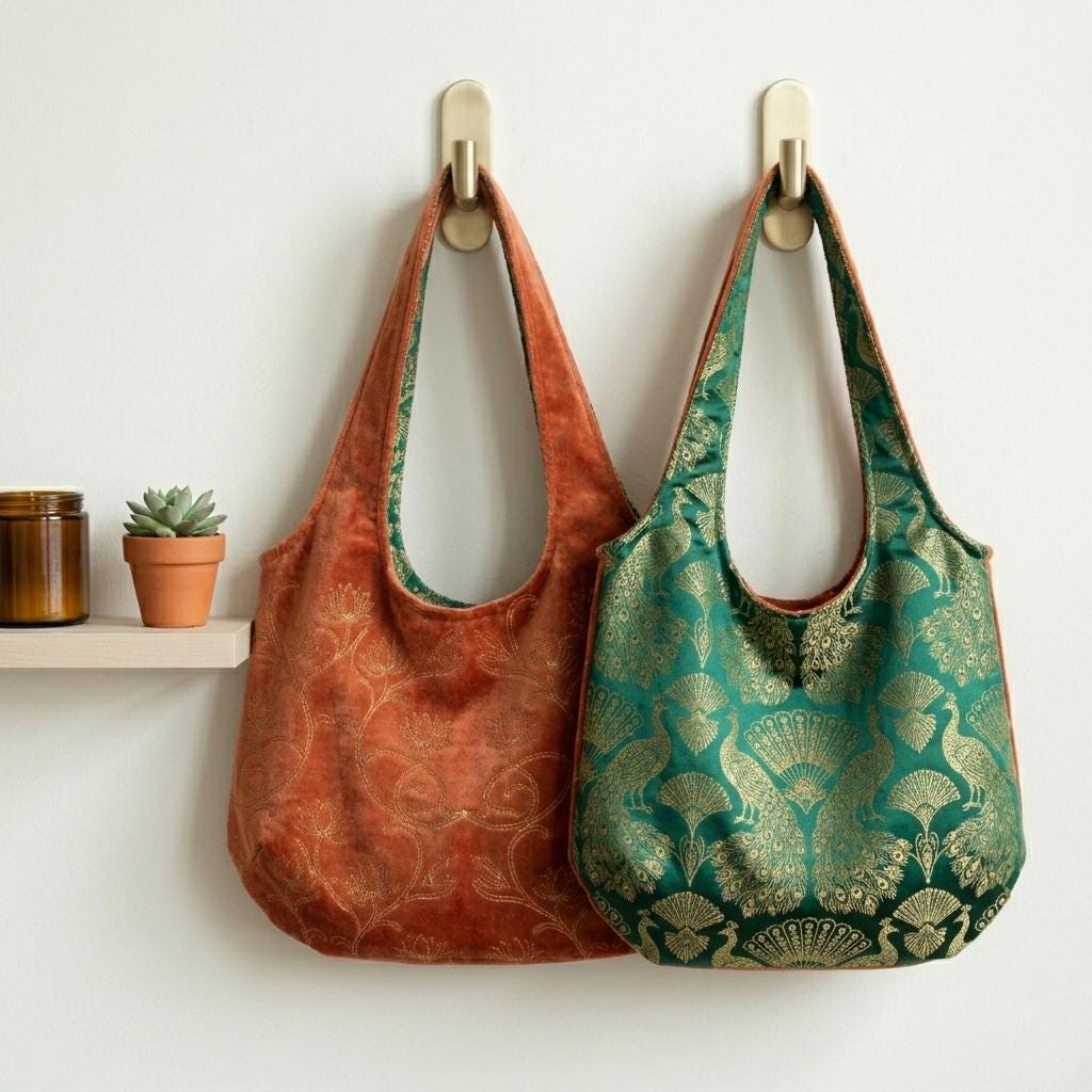 Reversible Hobo Shoulder Bag, Crescent Hobo Bag Sewing Pattern PDF ...