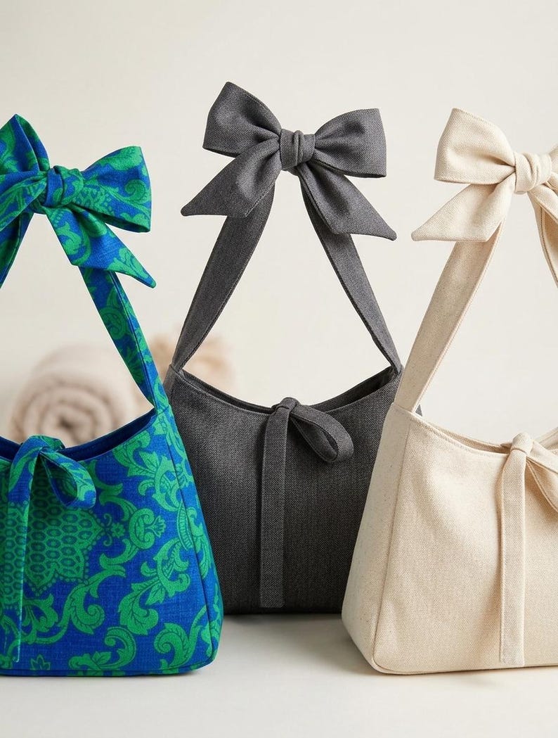 Bow Shoulder Bag Sewing Pattern PDF | Beginner Friendly Handmade Tote ...