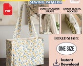 Boxy Tote Bag Sewing Pattern PDF | Elastic Pocket Organizer Bag Tutorial | Beginner Friendly Tote Bag Pattern | Structured Handmade Bag DIY