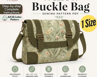 Willow Buckle Messenger Bag Sewing Pattern PDF | Structured Crossbody Bag DIY | Instruction +A4/US Printable Files | Handmade Bag Tutorial