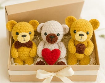 Teddy Bear Crochet Amigurumi Pattern, Low Sew Plush Toy (Digital Download)