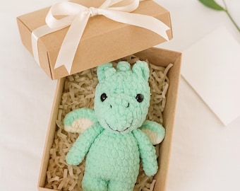 Crochet Dragon Amigurumi Pattern, Easy Chenille Plush (PDF Pattern)