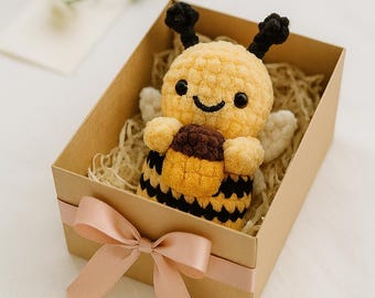 Bumblebee Crochet Pattern: Amigurumi Bee Holding Honey Pot (PDF Pattern)