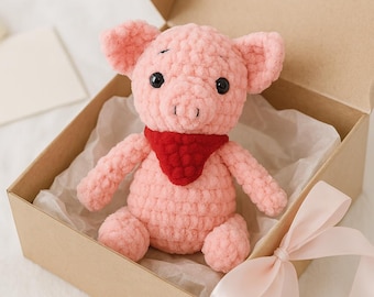 Crochet Pig with Scarf Amigurumi Pattern, Beginner Friendly Toy (PDF Pattern)