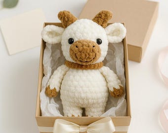 Minimalist Crochet Cow Amigurumi Pattern, Plushie Toy (Digital PDF)