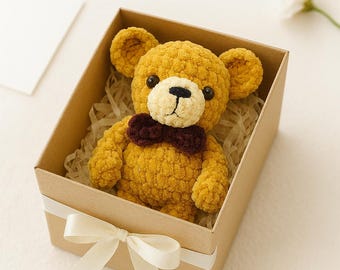Teddy Bear with Bow Crochet Pattern, Beginner Friendly Amigurumi Toy (PDF Pattern)