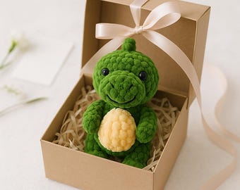 Dinosaur Holding Yellow Egg Crochet Pattern, Beginner Friendly Amigurumi Toy (PDF Pattern)