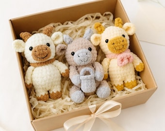 Funny Cow Crochet Amigurumi Pattern Set, Low Sew Plush Toy (Digital Download)