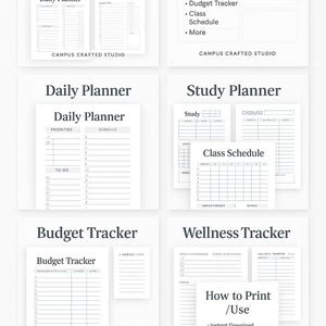 College Daily Planner Printable – Minimalist Academic Student Journal ...