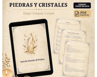 Guía de Cristales y Piedras PDF Imprimible, Limpiar Cargar y Usar, Grimorio Mineral