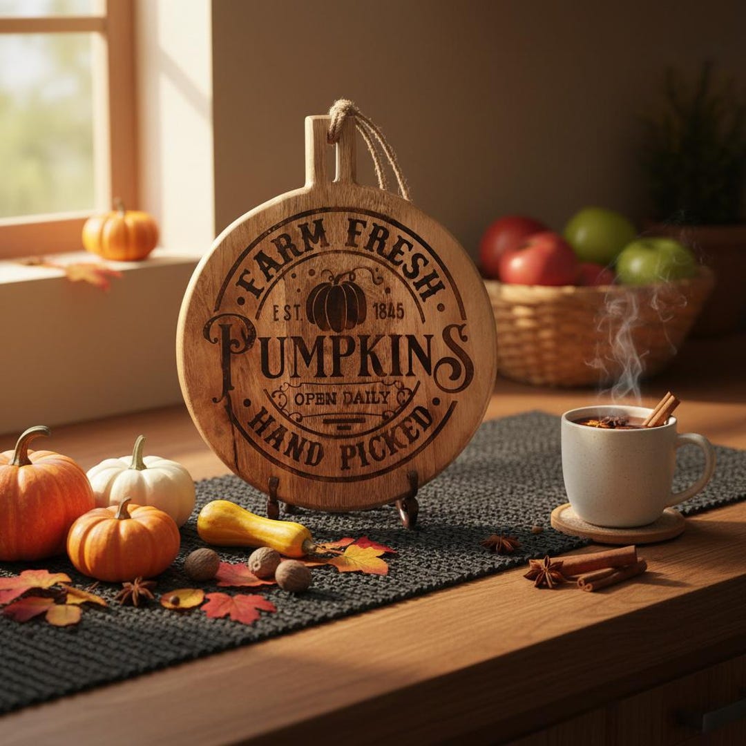 Rustic Fall Trays Wood-burned Fall Tray: Rustic Farmhouse Decor - 'farm Fresh Pumpkins ...