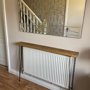 Scaffold Board Console Shelf with 102cm Black 3 pin legs (Radiator shelf / Radiator cover / Hallway Table) various size & colours available