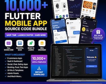 10,000+ Flutter Mobile App Source Code Bundle (Digital Download)