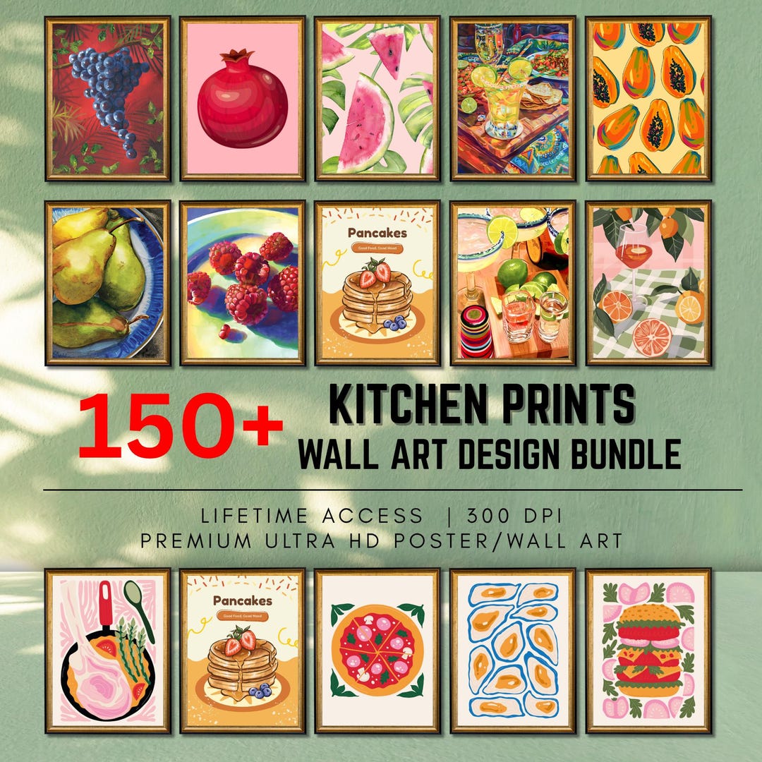 kitchen prints wall art - etsy canada | gravures de... 150+ Kitchen Food Prints | Retro Dining Wall Art (digital Download) - Etsy