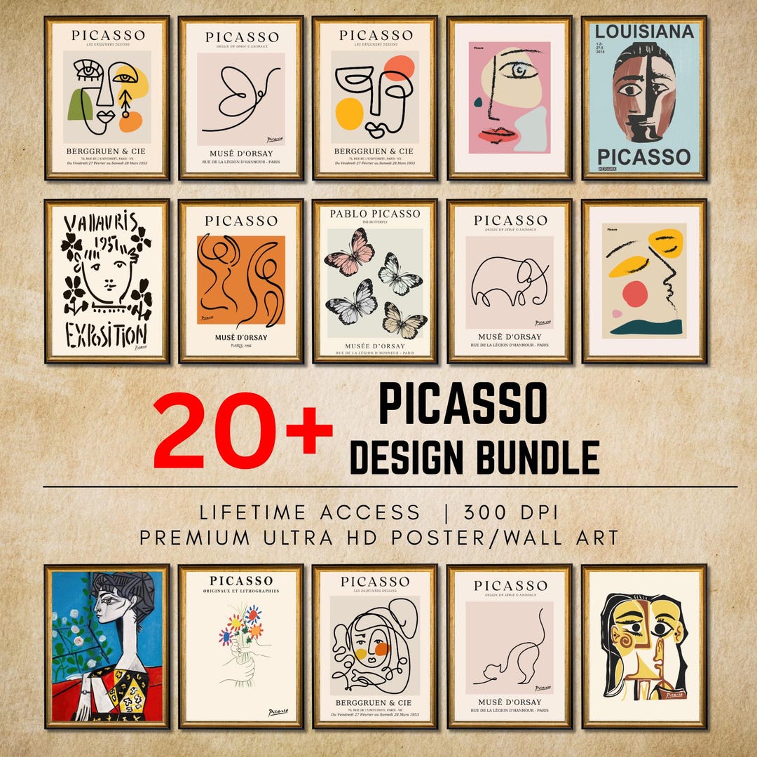 Picasso Wall Art Prints: Modern Abstract Line Art (digital Download Set ...
