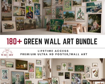 180+ Grüne Blätter Kunst Bundle zum ausdrucken, Botanische Cottagecore Galeriewand, Vintage Natur Poster Dekor Set