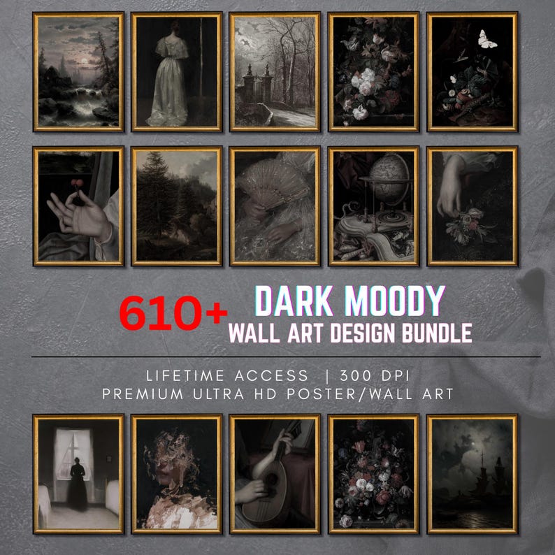 Dark Moody Wall Art Prints – Vintage Gothic Decor (610+ Designs ...