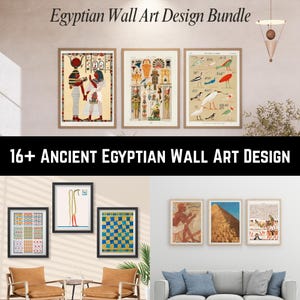 Ancient Egyptian Art Prints: Pharaohs & Hieroglyphs Vintage Poster Set (Digital Download