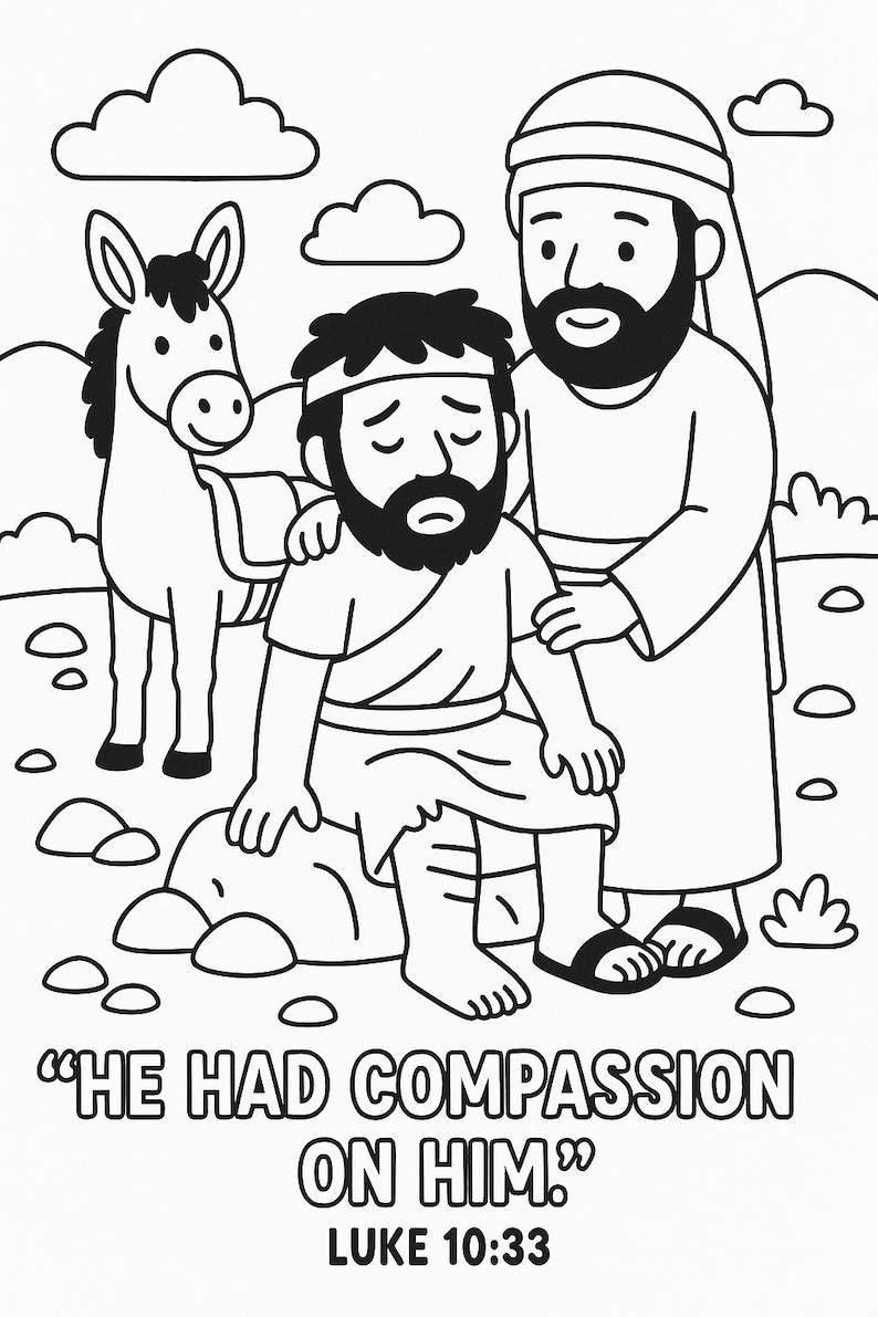 Good Samaritan Coloring Page: Christian Bible Verse Activity (printable ...