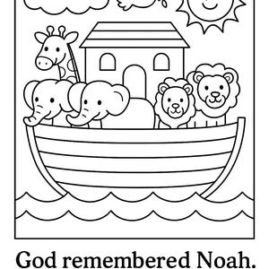 Noah&#39;s Ark Coloring Page Christian Bible Verse Activity For Kids Printable Sunday School Coloring Sheet