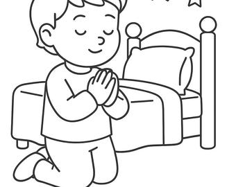 Christian prayer coloring page for kids - Bible verse printable coloring activity sheet
