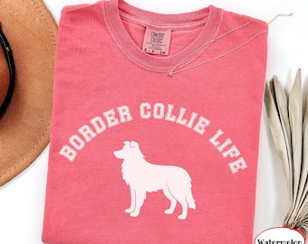 Comfort Colors Border Collie T-Shirt | Border Collie Life T-Shirt | Border Collie Liebhaber-Shirt | Border Collie Mama Shirt | Geschenk für Collie-Fans