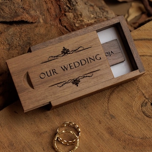 Personalisiertes USB Stick mit Walnuss Box Personalisiertes Foto Stick für Paare Hochzeit Foto USB