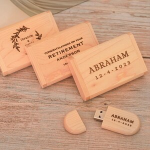 Engraved Wooden USB Flash Drive For Wedding Memory Storage, Personalised Photo USB With Keepsake Couple Box
