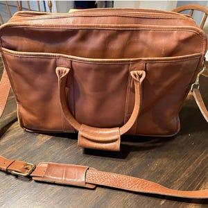 Vintage Coach Brown Leather Briefcase Dark Academia Messenger Bag Laptop Commuter Tote