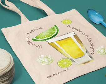 Personalized Cocktail Canvas Tote Bag: Custom Drink Design, Eco-Friendly Gift