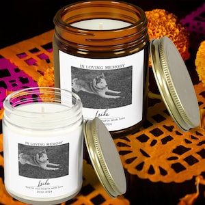 Haustier-Memorial-Kerze - Personalisiert mit Name & Foto | Benutzerdefinierte Hund Verlust Geschenk | Haustier Erinnerung Kerze | In liebevoller Erinnerung Geschenk