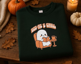 Broderad spöktröja: Mysig bokälskare-tröja - Halloweentröja