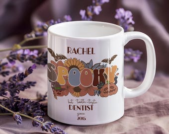 Customizable Halloween Mug: Retro Ghost Design, Personalized Profession Gift