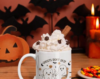 Halloween Ghost Mug, Cute Coffee Cup 11oz, Spooky Season