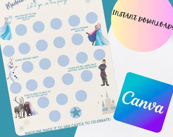 Frozen Potty Training Chart Printable | Elsa & Anna Reward Chart | Princess Potty Chart  | Instant Download | Editable Canva Template