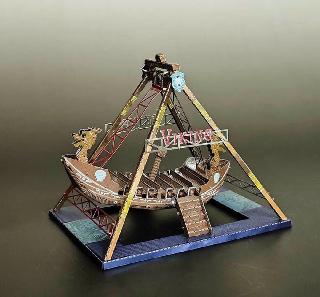 Viking Ride Engineering Details Viking Ship Ride Metal Model Kit – 3D Laser-cut Puzzle for Amusement ...