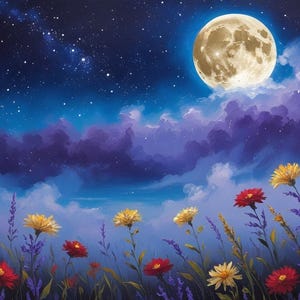 Moonlit Wildflower Meadow