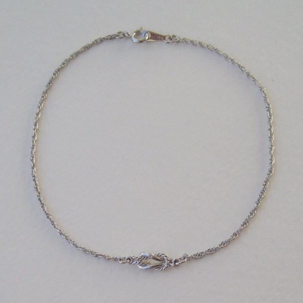 Sale 10 Percent Off Vintage 1982 Nautical Preppy Avon Sailor's Knot Silver Tone Wheat Chain Size LARGE Bracelet OR Anklet Original Box NIB