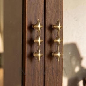Poignées étoiles uniques en laiton | Poignée de meuble rétro unique, poignées d'armoire en étoile, poignées de tiroir en bronze antique, poignées de tiroir en laiton, cuisine