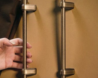 Bronze Solid Brass Cabinet Handles , Knobs, Solid Brass Wardrobe Pulls for Kitchen, Dresser & Cupboard | Vintage Bronze Furniture