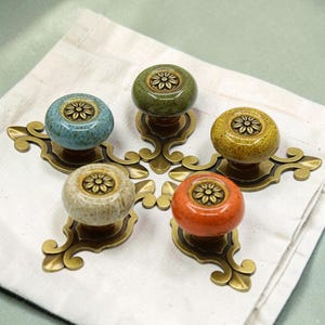Keramische kastknop vintage handgrepen, mini retro kleurrijke ladeknop, keramische kastladeknop, boho shabby chic ladegrepen