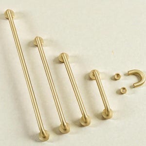 Unlacquered Gold Cabinet Handles Solid Brass | Nordic Drawer & Cupboard Pulls | Long Furniture Handles, Door Knobs, Kitchen Cabinet handles