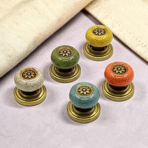 Luipaard keramische kastknop vintage handgrepen, mini retro kleurrijke ladeknop, keramische kastladeknop, boho shabby chic ladegrepen